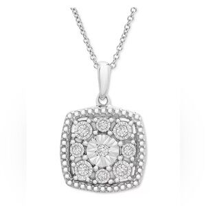Diamond Cushion Cluster 18” Pendant Necklace